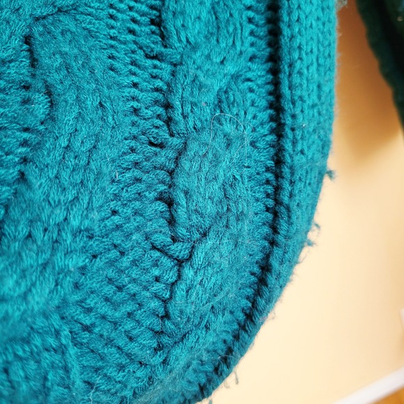 Simons Teal Cable Knit Chunky Turtleneck Sweater Large Unisex - Picture 12 of 13